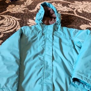 L.L. Bean Bright Teal Blue Hooded Ski Jacket